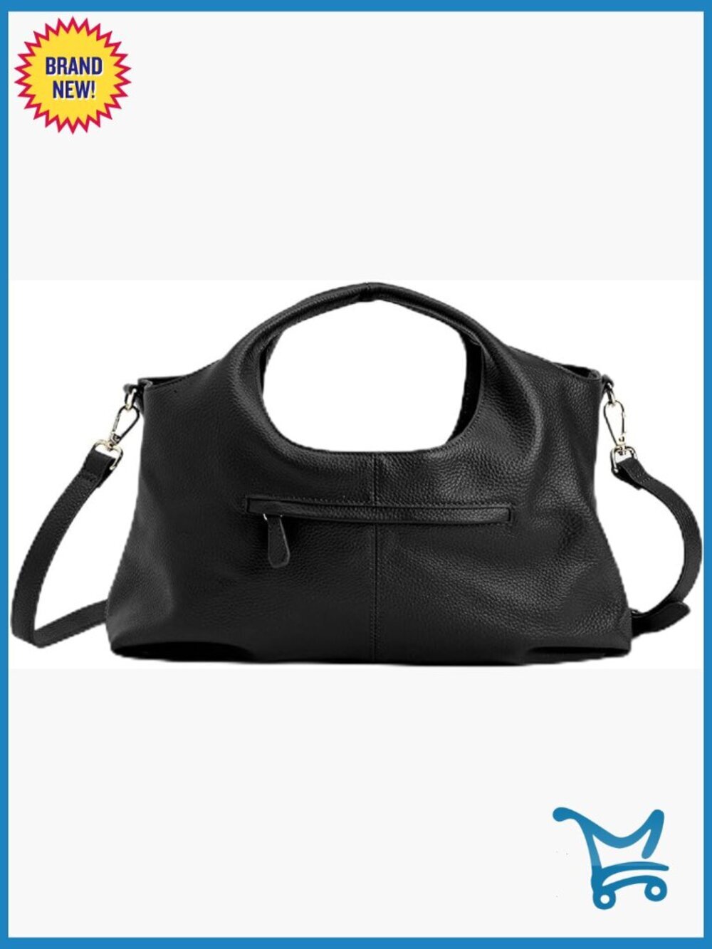 Leather Satchel Crossbody Tote with Adjustable Strap, Multiple Pockets